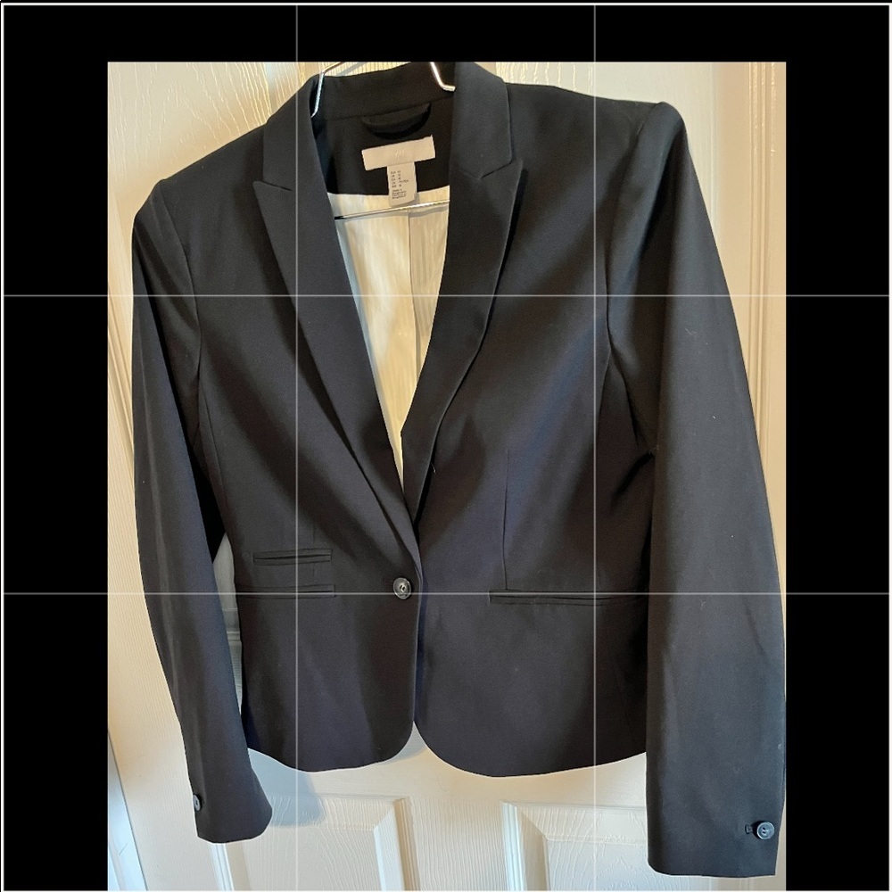 H & M‎ women’s black jacket blazer button front size 10 GUC